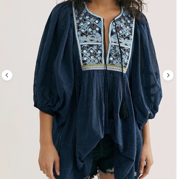 Free People Dresses & Skirts - NEW Free People Tangier Tunic Dress Size Small Blue/Black P102-19